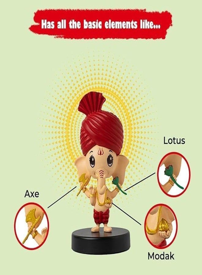 Acceptance Lord Shree Krishna Idol Bobblehead for Car Dashboard, Office Table,Home Decor| Little Mor Pankh & Bansuri Figurin|God Statue for Gifting Kids,Family & Friends (Lord Krishna & Ganesha Ji) - Image 4